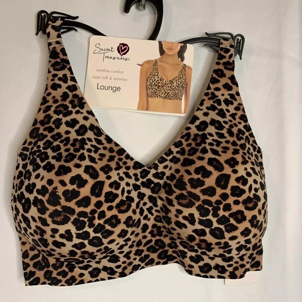Secret Treasures Women's Bra, Cheetah Wirefree Super Soft Lounge 3XG